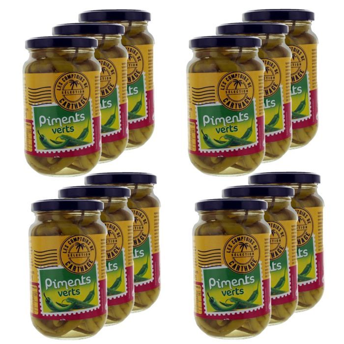Lot 12X Piments verts - Les Comptoirs de Carthage - pot 150g