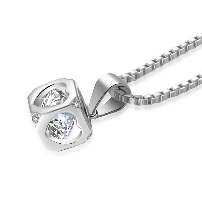 Collier pour femme Cadeau de Noël Swarovski Zirconium Birthstone Bijoux Rhodium Plaqué