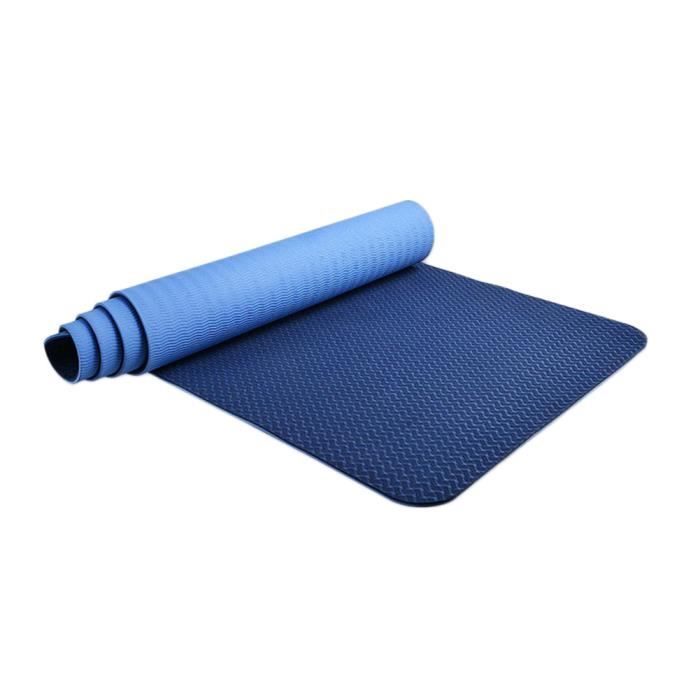 Tapis de Yoga Anti-Dérapant et Écologique Pour Pilates, Fitness et Entraînement avec Sangle de Transport Bleu 183X61X0.6cm