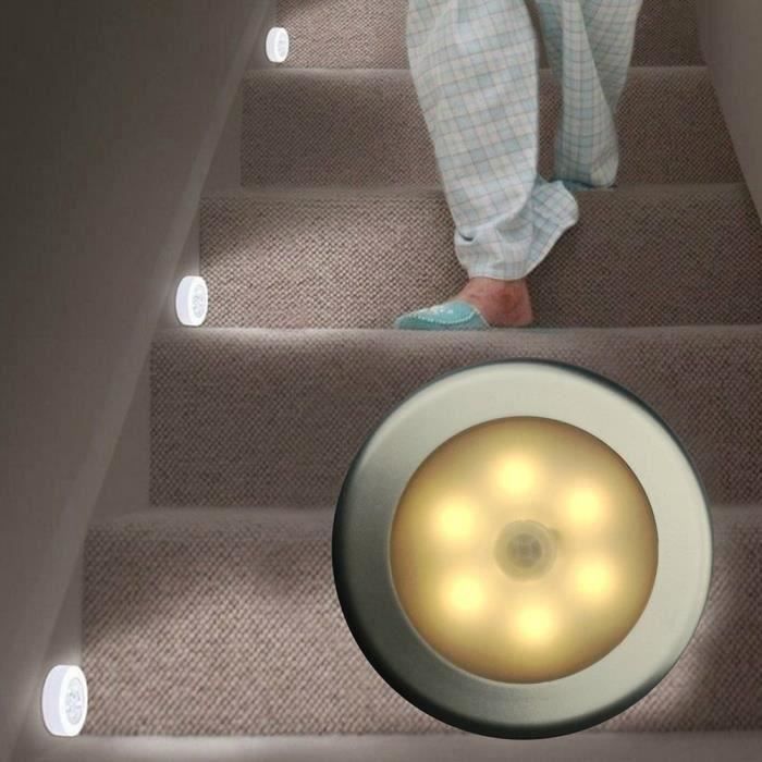 1 Pack Lampe Détecteur de Mouvement, Lampe de Placard, Alimenté par Batterie (non Inclus), pour Escalier, Placards - Blanc Bo06401