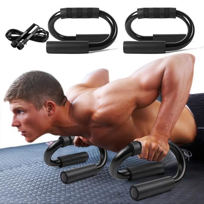 Push Up Bars & Corde à Sauter Sports Accueil Salle de Gym Fitness Exercices de Formation - Antidérapantes Mousse Poignée
