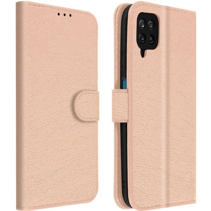 Étui Samsung Galaxy A12 Protection avec Porte-carte Fonction Support champagne