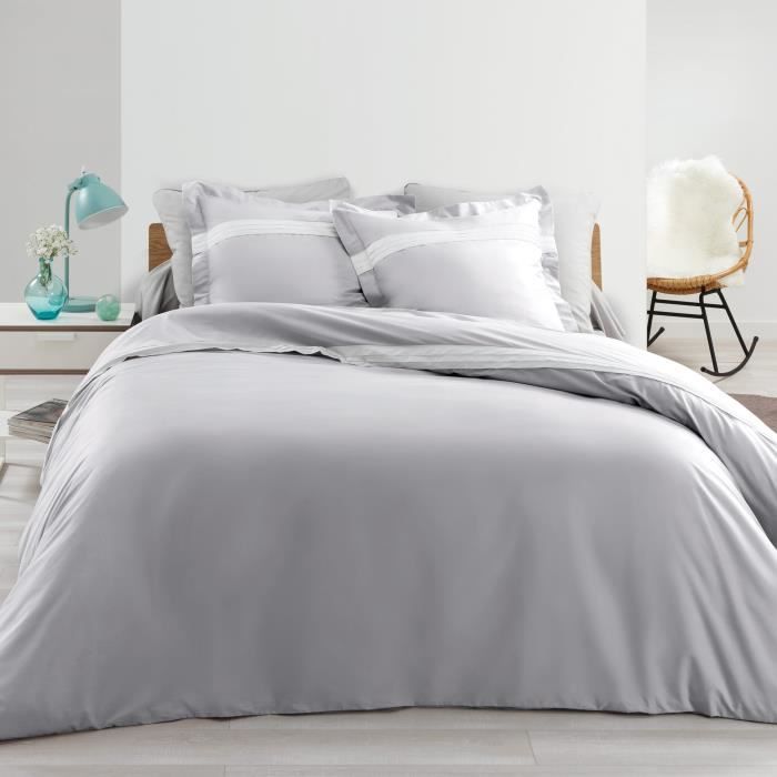 Housse de couette 220x240 cm en percale 78 fils astoria Gris