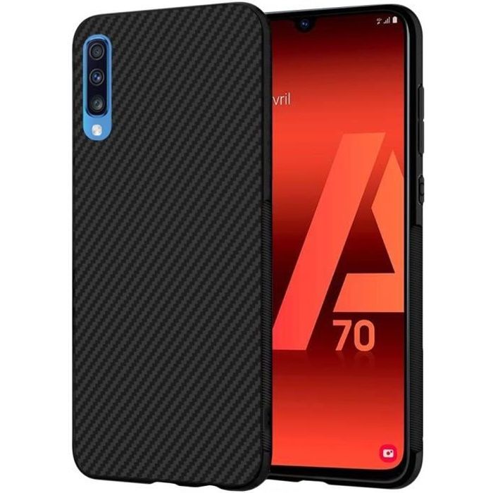 ebestStar ® pour Samsung A70 Galaxy SM-A705F - Coque Gel Motif Fibre Carbone Luxe Flex TPU Premium , Noir
