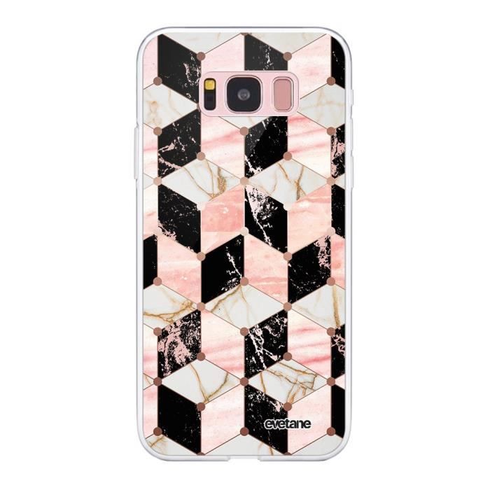 Coque Samsung Galaxy S8 360 intégrale transparente Cubes Marbres Ecriture Tendance Design Evetane