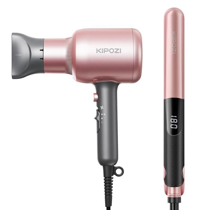 Sèche-cheveux ionique Professionnel Kipozi avec diffuseur et concentrateur , 2200W, 2 Vitesses et 3 Réglages de Chaleur