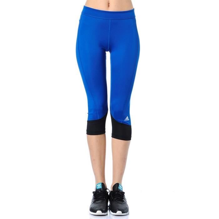 Collant 3/4 Bleu Techfit Running Femme Adidas