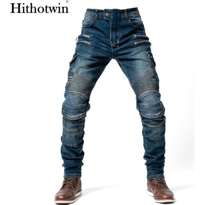 Pantalon de moto Hommes Moto Jeans Zipper Équipement de protection
