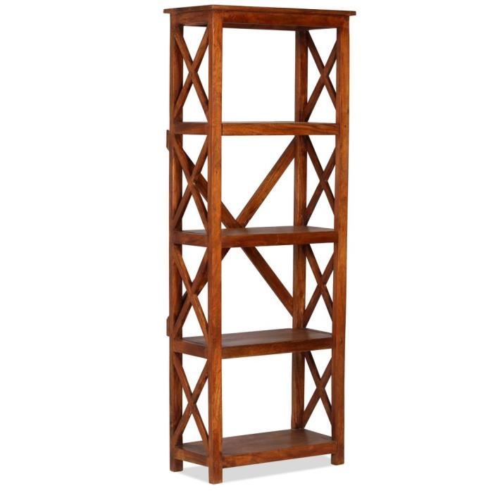 Bibliothèque Bois massif d'acacia Finition Sesham 60x30x180 cm
