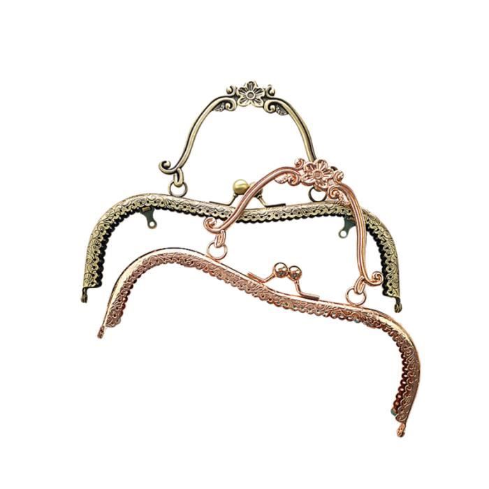 2 Pcs 20cm Rétro Cadre En Métal Sac À Monnaie Fermoir Serrure DIY Poignée pour Coudre Sur Mesure Couture SAC A MAIN
