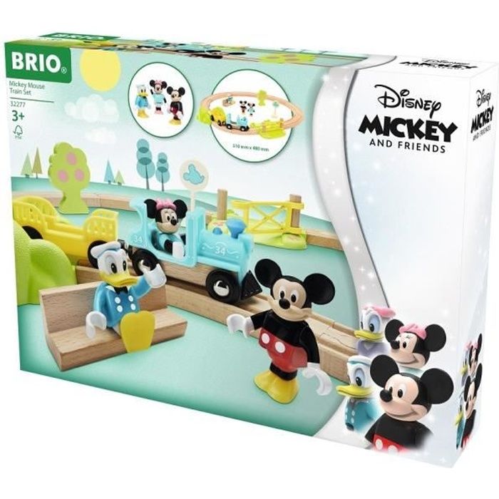 DISNEY Brio Circuit Mickey Mouse - Coffret complet 18 pièces - Circuit de train en bois - Ravensburger - Dès 3 ans - 32277