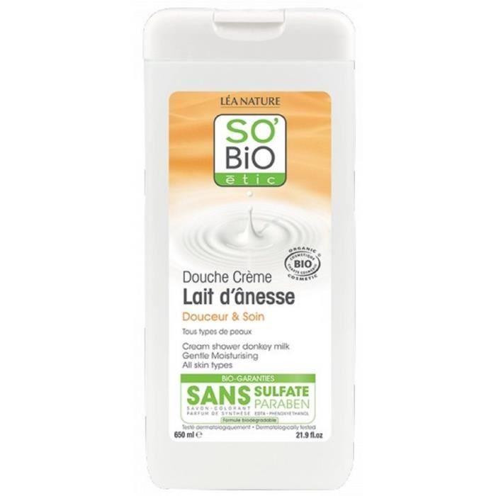 SO BIO Douche crème au lait d'ânesse Bio - 650 ml