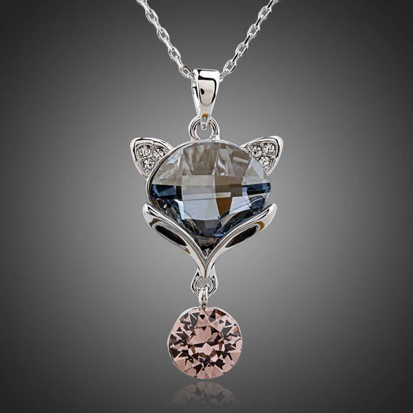 Pendentif Tête de Renard Plaqué or Blanc.