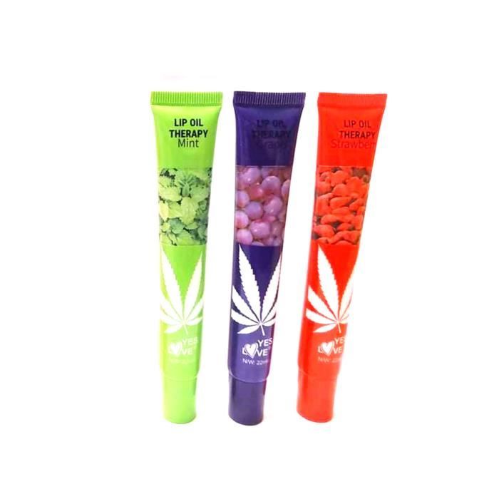 Lot de 3 Gloss C B D Fruite cosmetique Proriété therapeutique tendance Parfum Menthe / Raisin / Fraise - Brillant a levres
