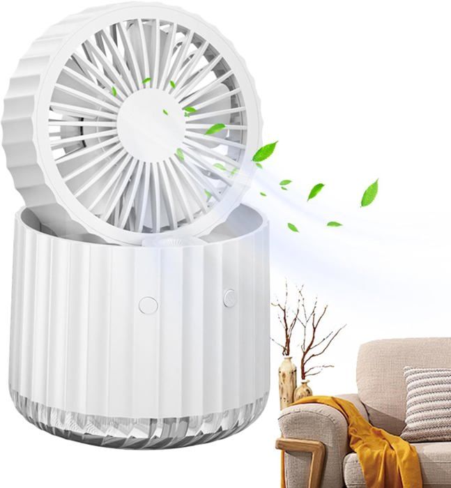 Ventilateur De Table USB Avec Brumisateur - 4 Vitesses, écran LED, Rechargeable Type-C - Noir, Portable Pour Bureau, Maison, Voiture
