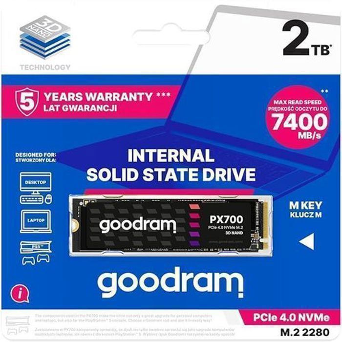 SSD M.2 NVME - GOODRAM - PX700 - 2 To - 7400 Mo/s - PCIe Gen 4x4