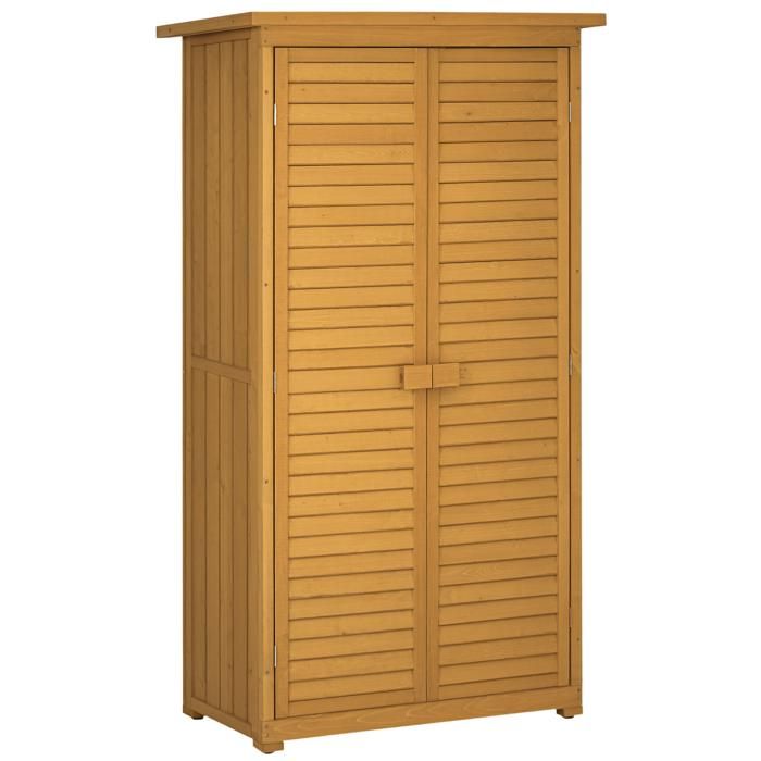 Outsunny - Armoire de Jardin en Bois - Bois de Sapin - 87x46.5x160cm - Bois naturel