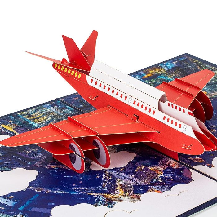 Carte Pop-Up Voyage Avion 3D - 20x15cm - Pour Cadeau De Départ Ou Vacances