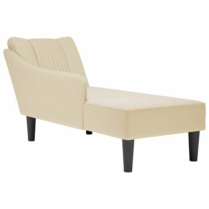vidaXL Fauteuil long avec accoudoir droit crème tissu fauteuil fauteuil de détente fauteuil long rembourrée fauteuil de 4009804