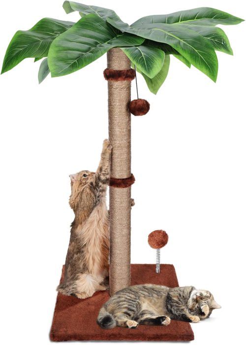 Comparer les prix de Griffoir Pour Chat En Sisal Naturel Avec 2 Balles Suspendues Interactives Et Jouet De Printemps Arbre 80 Cm Colonne À Chat Pou