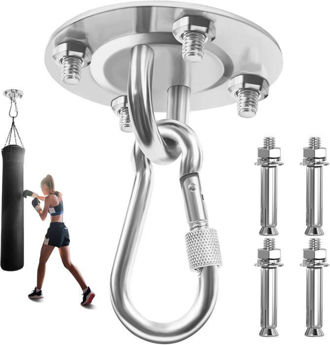 MSPORTS Crochet de plafond pour sac de frappe - Charge maximale : 400 kg - Support de plafond idéal pour la suspension de sac de frappe