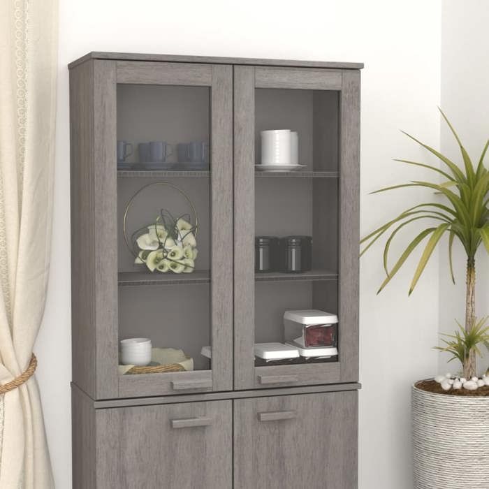 SALE 2025Meuble bas bahut vaisselier - Dessus de buffet HAMAR - gris clair - 85x35x100 cm Bois de pin 22 5 Kg 6880