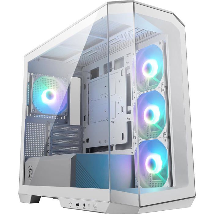 Mag Pano M100R Pz Blanc Boîtier PC Micro-ATX 4 Ventilateurs ARGB 120mm Hub ARGB Support GPU USB-C 20Gb/s