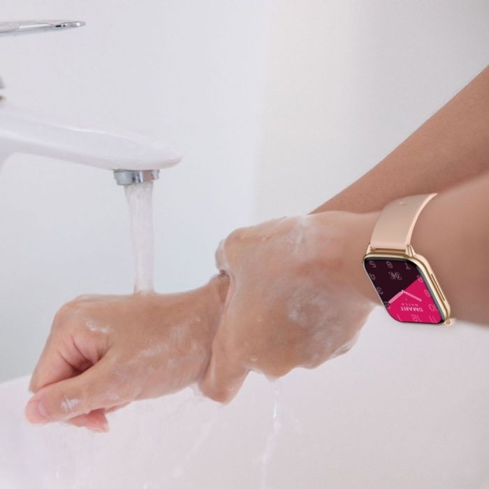 Montre connectée de sport tension artérielle fréquence cardiaque bracelet en acier tendance et polyvalente or