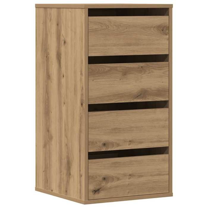 Commode dangle chêne - GKO - 40x41x76 cm - Bois dingénierie - 4 tiroirs - Assemblage requis - Résistant à lhumidité