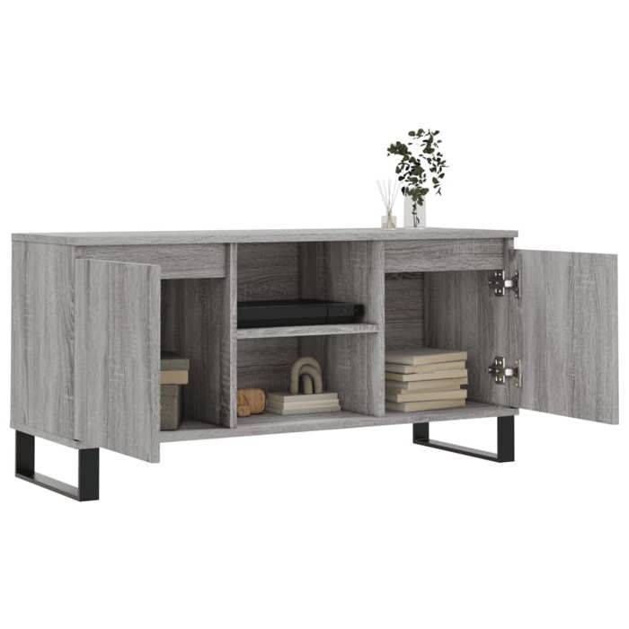 Meuble TV en bois dingénierie - WIENS - 104x35x50 cm - Sonoma gris - Style Scandinave Moderne