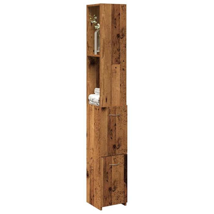 Automne/hiver Brun Armoire de salle de bain vieux bois 25x25x170cm - bois ingénierie - Hauteur:170cm DEC2664382
