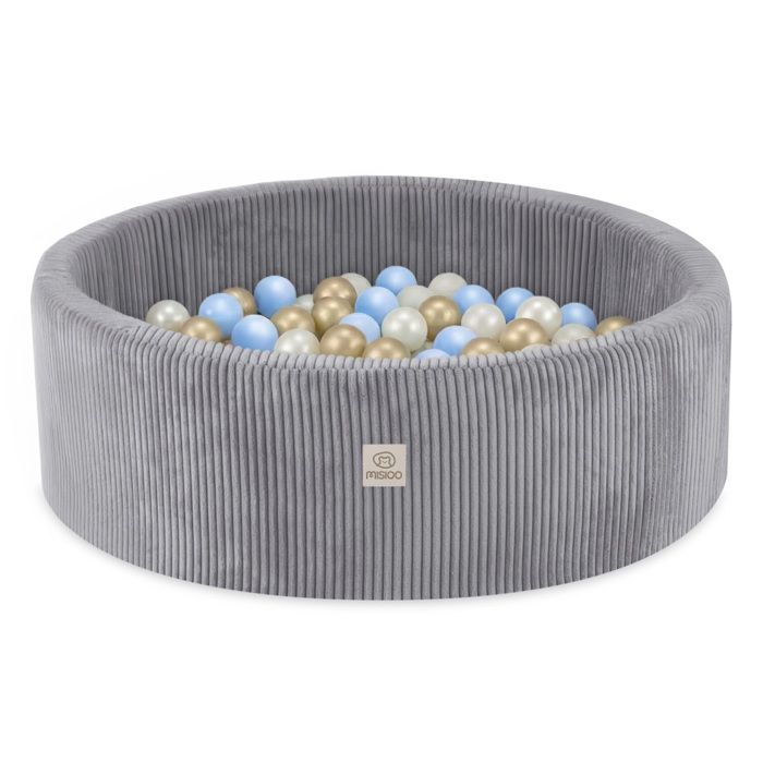 MISIOO – Piscine à Balles En Velours 90x30 Cm – Avec 200 Balles Colorées – Dès 1 An – Sécurisée Et Ludique