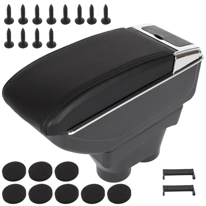 Accoudoir avec rangement - MODECAR - Peugeot 208 2012-2019 - Noir - Cuir synthétique - Montage sans perçage