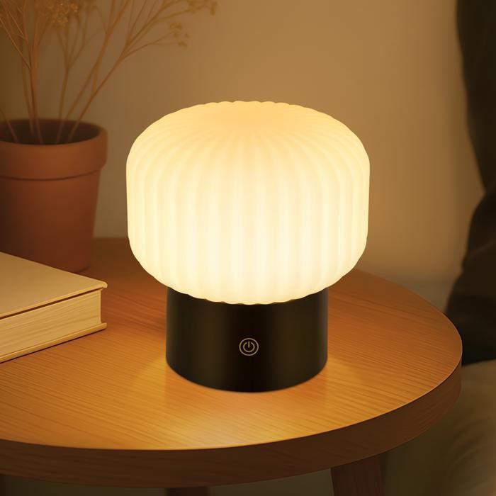 Homefire Lampe de table sans fil lampe de chevet LED sur batterie blanche tactile dimmable rechargeable par USB étanche IP44