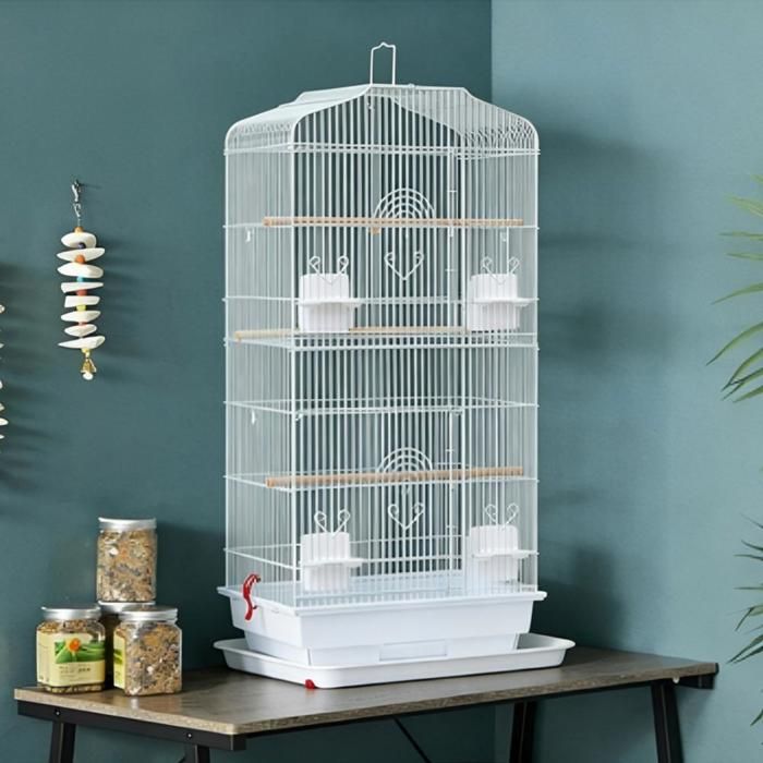 Comparer les prix de MIPAN. Volière - Cage Oiseau de Blanc - 46 x 36 x 92cm - Volière Extérieur / Intérieure - Voliere Perroquet / Oiseaux