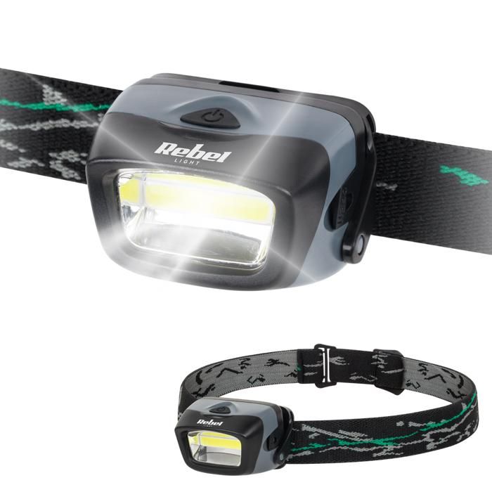Lampe Frontale LED COB 3W - 120 Lumens - 3 Modes d Éclairage - Noir et Orange