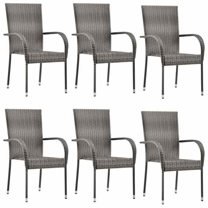 Maison Exclusive - Chaises empilables dextérieur lot de 6 Gris Résine tressée