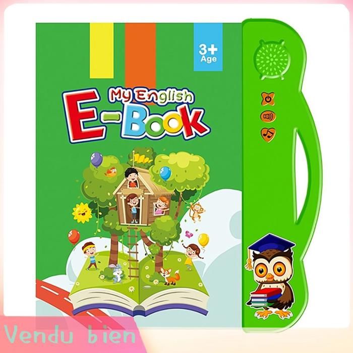 Garosa livres cartonnés avec son Livre sonore interactif en anglais livre parlant jouet de lecture jeux talkie-walkie Vert