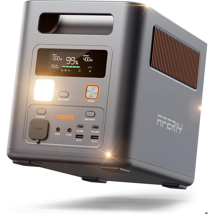 Station électrique portable - AFERIY - P180PRO - 1800W - 1024Wh extensible 5120Wh - Recharge 0-80% en 36 min