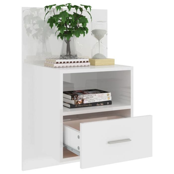 Blanc Table de chevet murale(1 PC)- NGM - Cabinet suspendu/armoire de chevet - Blanc brillant T921439