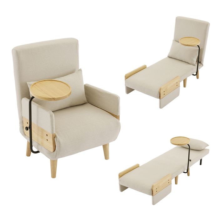Fauteuil convertible - Convertible 3-en-1: fauteuil lounge lit - Tissu