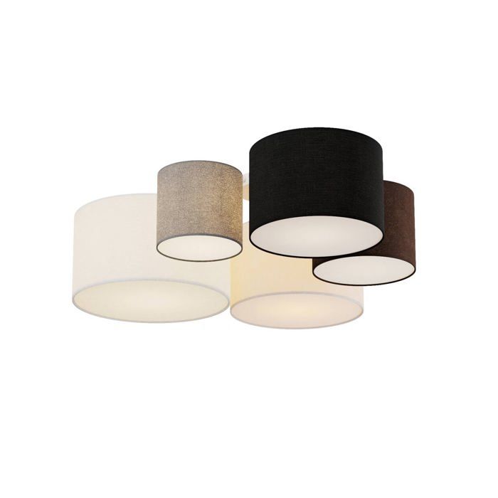 Plafonnier - Lindby - lampe de plafond - Tissu textile - gris beige