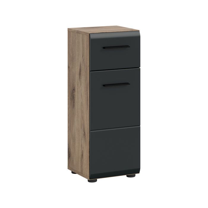 [en.casa] Colonne de salle de bain Ice noir mat et chêne Nox 30 x 30 x 80 cm