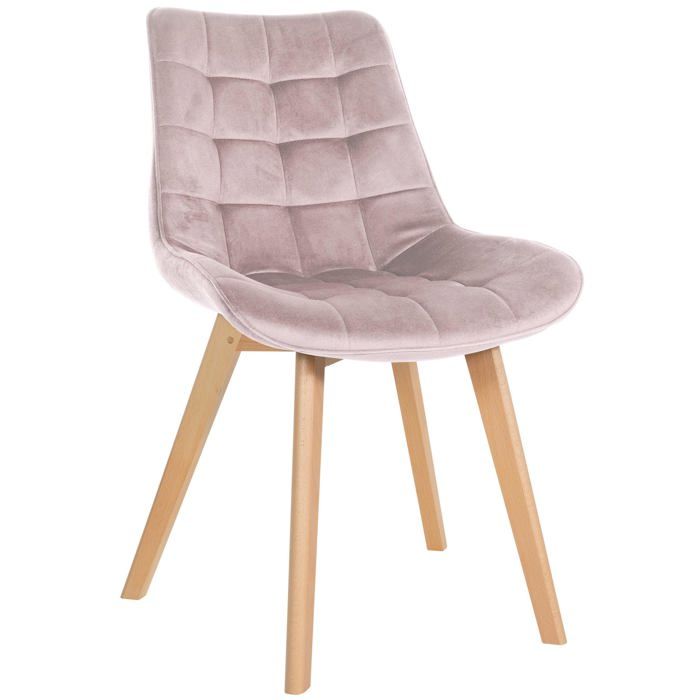Chaise Brook I Chaise de Salle à Manger piquée sur Velours I Structure à Quatre Pieds en Bois Couleur:Rose