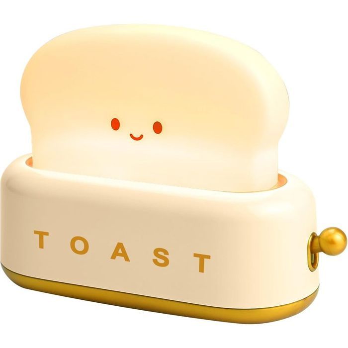 Veilleuse LED rose en forme de toast - Lampe de chevet enfant rechargeable - Luminosité réglable - Avec fonction minuterie
