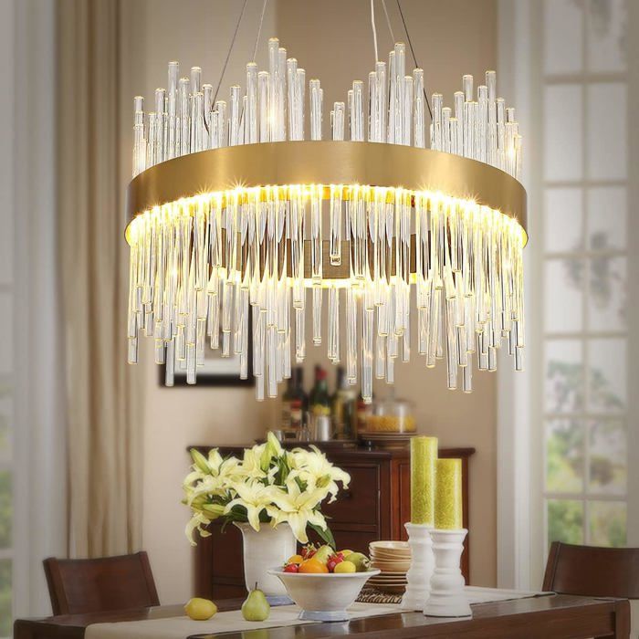 Lustre Moderne En Cristal Avec Pendentif En Or Petite Lampe Suspendue En Cristal Pour Entrée Couloir Balcon Porche Restauran[BI76]