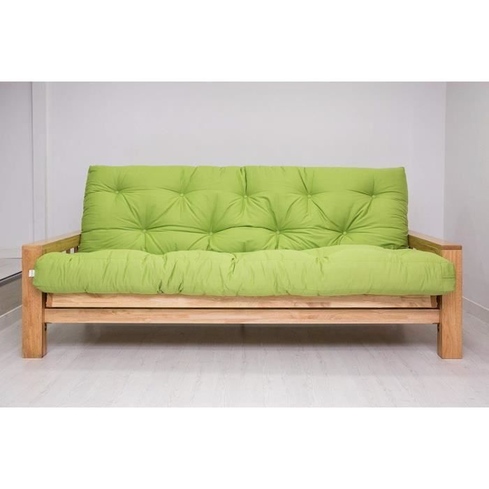 Canapé lit Vienna, futon verte pomme, 207x100x30 cm Cdiscount Maison