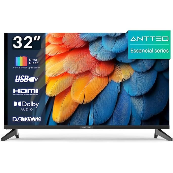 Antteq Essential Series TV LED 32 (80 cm) HD 720p Triple Tuner DVB‑T T2 C SS2 2x HDMI LAN