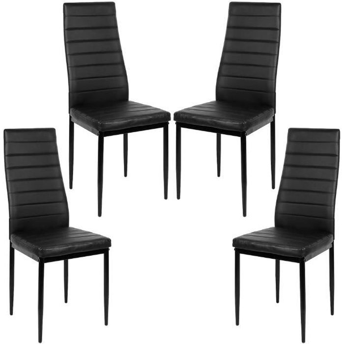 Lot de 4!!!Chaise de salle à manger horizontale-un ensemble de quatre-noir-48* 42 * 98 cm®HOMBUY