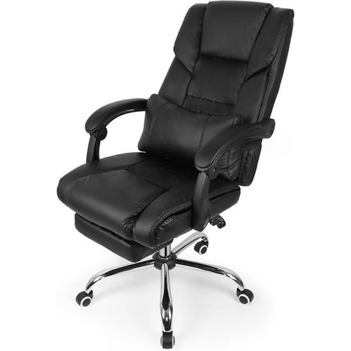 Chaise de Jeu Ergonomique Amovible Fauteuil Gamer en Cuir PU avec Accoudoirs et Dossier Réglable 48x50x116-126cm